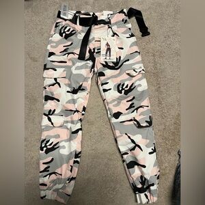 Pink and Gray Camouflage Cargo Pants